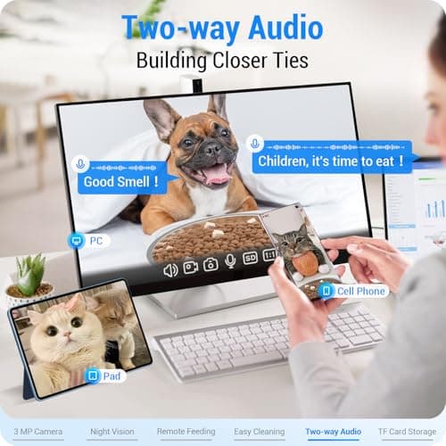 Automatic Cat Feeder with 2K Camera: 5G WiFi Automatic Dog Feeder with Night Vision,Cat Food Dispenser with 7L Large Food Storage Container for Multiple Pet,Detachable for Easy Clean -29 Cup(ACF100W) — view 5