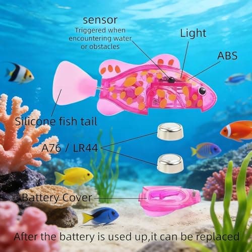 Magic Glowing Swimming Fish, Interactive Water-Activated Robot Toy, Magic Water Activated Glowing Swimming Fish for Bath Pool Aquarium, Interactive Electronic Pet (4Pc) — view 3