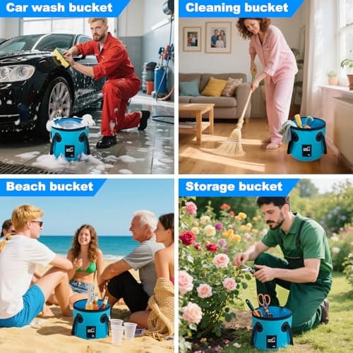 Car Wash Bucket 3.2 Gallon, Collapsible Bucket for Cleaning Supplies Car Wash Fishing, Plumbing Water Container Outdoor Camping Kids Sand Play Toy Organizer, Portable Laundry Wash Basin RV Essentials — view 5