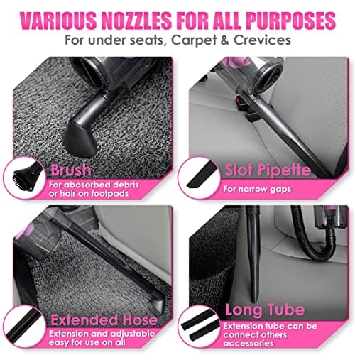 Viewsun 17pcs Car Cleaning Kit, Pink Car Interior Detailing Kit with High Power Handheld Vacuum, Detailing Brush Set, Windshield Cleaner, Cleaning Gel, Complete Auto Accessories for Women Gift — view 2