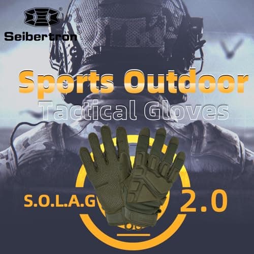 Seibertron Patented S.O.L.A.G 2.0 Gloves - Versatile Gloves for Outdoor Activities, Including Cycling, Motorcycle Riding, and Climbing Army Green L — view 2