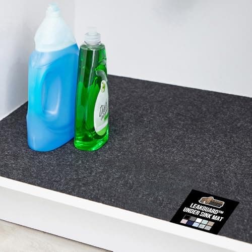 GORILLA GRIP LeakGuard Non-Adhesive Under Sink Mat for Kitchen Cabinet, Waterproof Quick Dry Shelf Liner, Durable Absorbent Felt Mats for Bathroom Sinks, Cabinets, Dresser, Easy to Trim 24x30 Charcoal