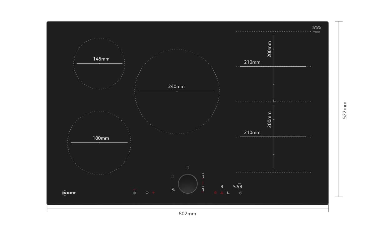 Neff T68FUV4L0 N 90, Built-in Induction hob 80 cm Black — view 5