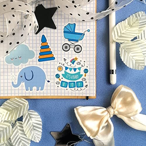 BulbaCraft 100Pcs Boy Stickers for Shower, Newborn Stickers, Shower Favors for Boys, Elephant Decals, Gifts for Women & Men — view 7