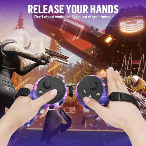 Silicone Cover Set Compatible with Meta Quest 3S Accessories, VR Protector Face Cover, Controller Grips, Front Shell Headset and Lens Protective (Starry Sky Purple) — view 5