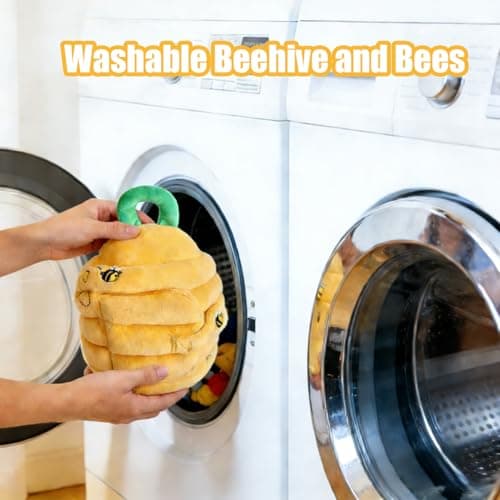 Baby Toys 6-12 Months- Baby Soft Beehive Toy with 5 Sensory Bees Soft Plush Montessori Toy with Rattles, Crinkle & Mirror Gift for 1 Year Old Boys & Girls Shower & First Birthday Present(Yellow) — view 5