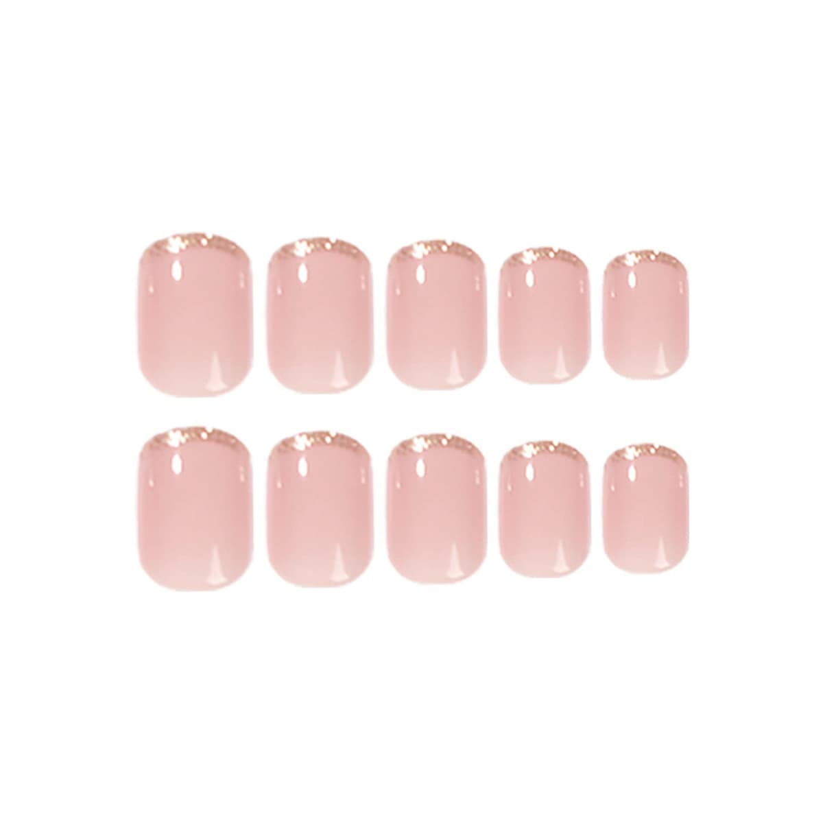 24pcs French Tip False Nails Short, Glitter Gold Edge Stick on Nails Nude Pink Press on Nail Removable Glue on Acrylic Full Cover Fake Nail Art Accessories for Women Girls — view 3