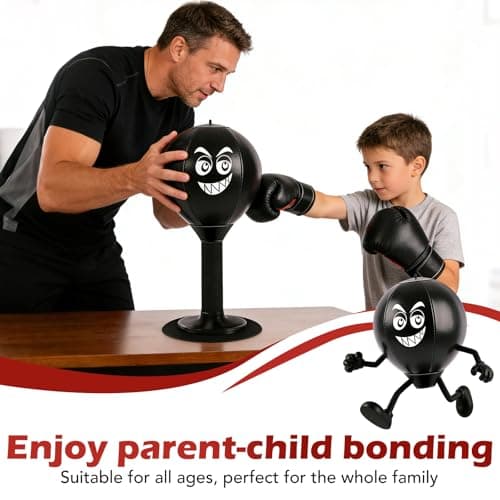 Desktop Punching Bag, Desk Punching Bag Stress Relief, Upgraded Strong Suction Cup & All-Around Foam Protect Spring, Portable Tabletop Boxing Ball, for Adults Coworkers and Friends — view 3
