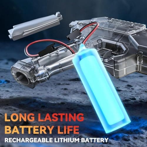 Electric Water Gun, Automatic Water Blaster with 26FT Arc Range and 22FT Straight Range, Modular Lithium Battery with Flashing Lights, Transparent Gray Plastic Construction — view 2