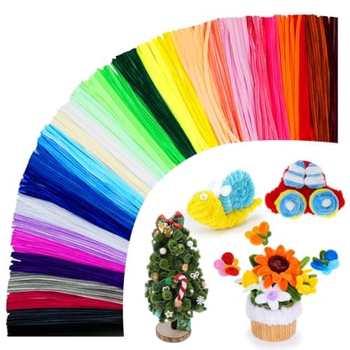 1600 PCS Pipe Cleaners, Pipe Cleaners Bulk 48 Colors, Chenille Stems for Flowers DIY Art Creative Crafts Decorations Colorful Thick Pipe Cleaners Craft Supplies for Christmas Halloween Birthday Gift