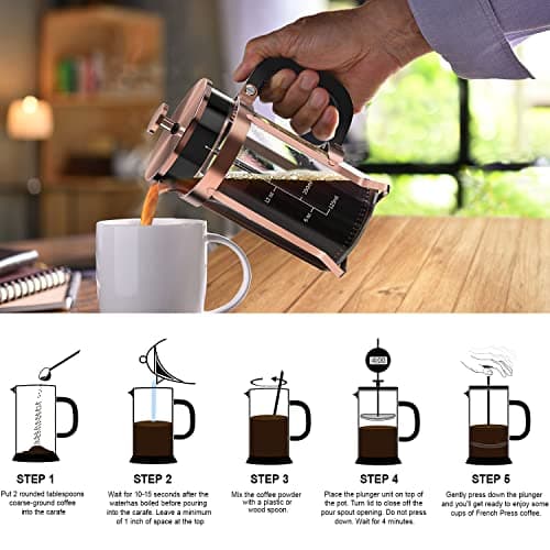 QUQIYSO French Press Coffee Maker 21oz,Borosilicate Glass Coffee Press — view 5