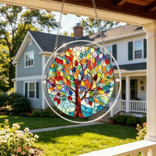 Acrylic Puzzle Suncatcher 83 Pieces, Dawn Blossom Sea Sun Puzzle Suncatcher, DIY SunCatcher for Window Hanging, Home & Garden Decor, Gift for Women, Mom, Friends (Emerald Flame Hummingbird, 7.4in) — view 3