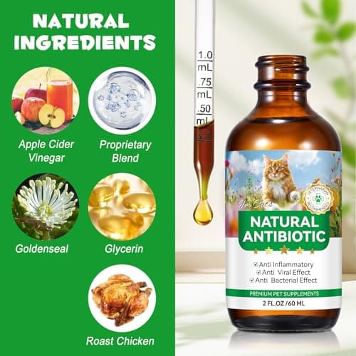 Antibiotics for Cats, Natural Antibiotics for Cats, Cat Multivitamin for Pets, Cat Antibiotics Helps Support a Healthy Immune System, 2 Fl Oz