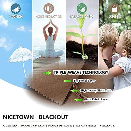 NICETOWN Waterproof Outdoor Decor Panel Grommet at top and Bottom Blackout Curtain Drapes for Patio/Front Porch/Gazebo/Pergola/Cabana (Cappuccino,W52 by L84,1 Pc) — view 6