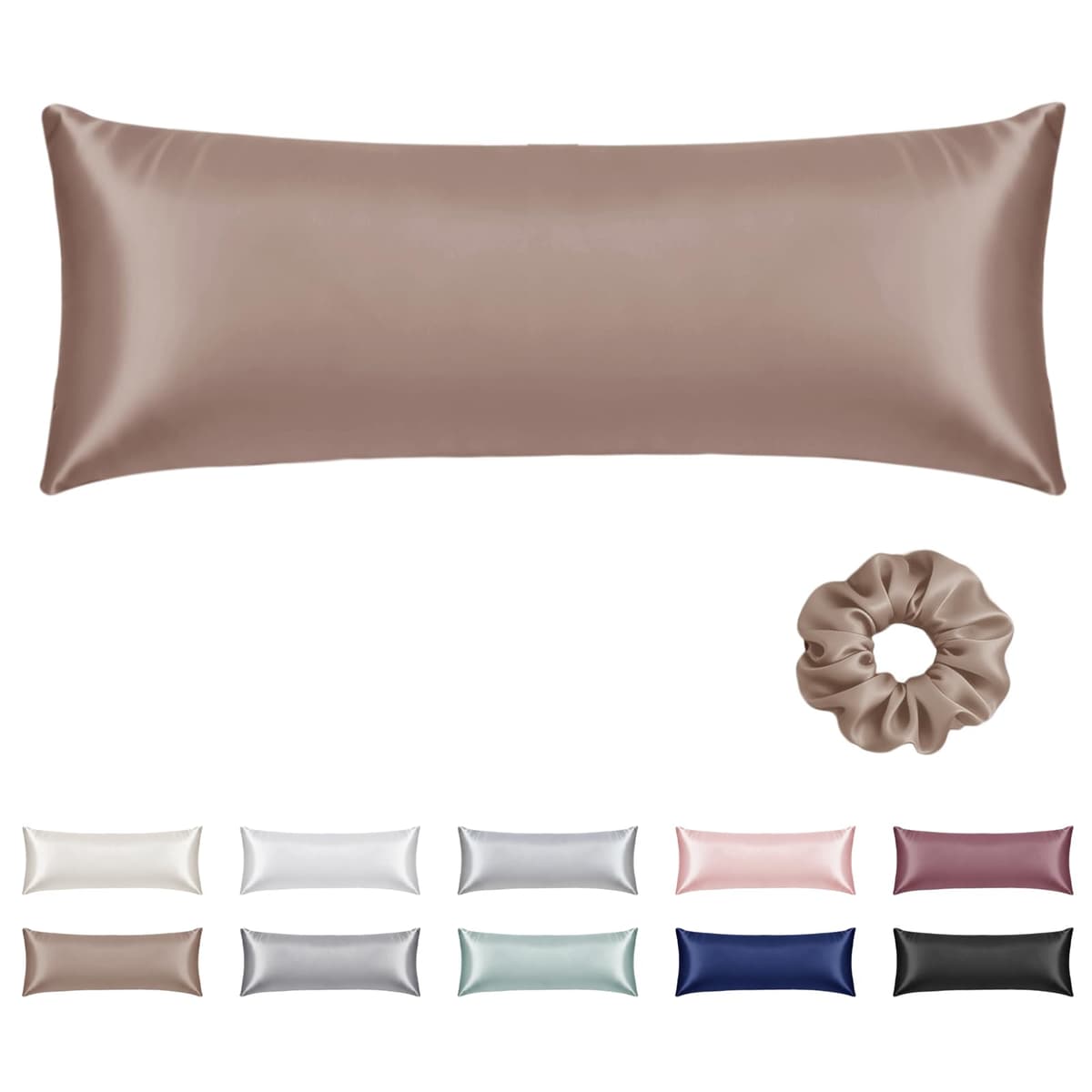 Vielit 2 Pack Satin Pillowcase for Hair and Skin Cooling,Soft as Silk Pillowcase for Hair and Skin,Easier Care than Silk Pillow Case Beige 50x75cm Gifts for Women Envelope & 2 Scrunchies — view 80