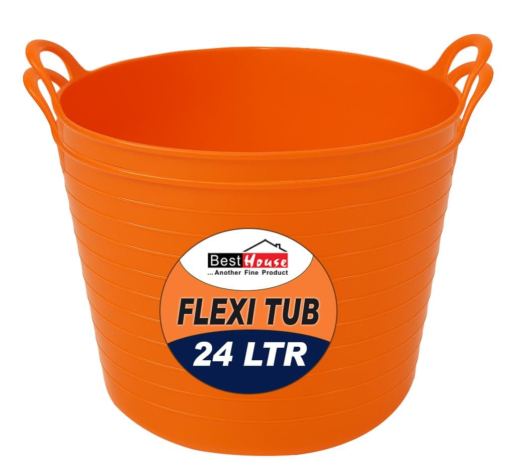 Best House | 3 Pcs of Flexi Tub with Handles | Small Size | Mini | 7 Litres | Yellow | Garden Tubs | Plastic Storage Container for Home, Washing, Garden Waste and DIY Projects — view 23