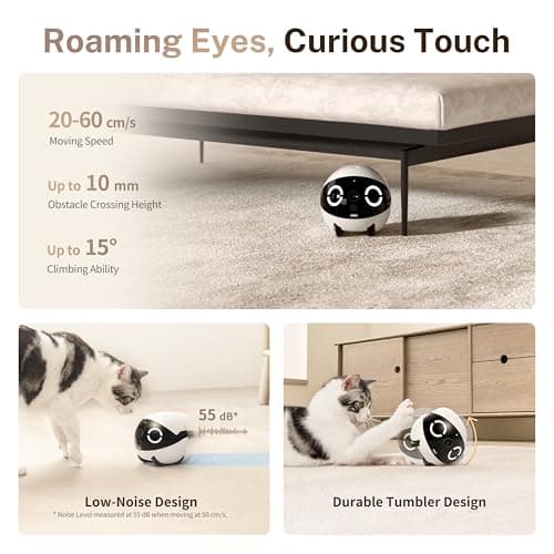 Enabot EBO ROLA Mini 2K Pet Camera Robot: Movable Indoor Camera Battery-Powered with Phone App, One-Touch Call, 2-Way Talk, IR Night Vision, Motion Detection, Video Recording — view 2