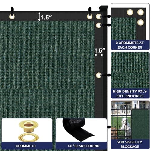 Windscreen4less Privacy Fence Screen 6'x50' Heavy Duty Windscreen Fencing Mesh Fabric Shade Cover for Outdoor Wall Garden Yard Pool Deck, Green — view 3
