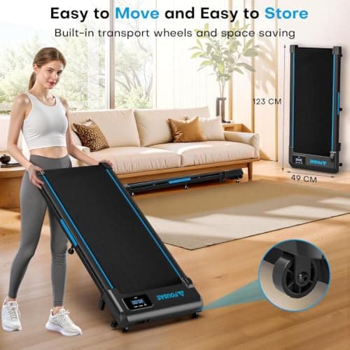 Walking Pad with 9% Incline, FOUSAE 3 in 1 6.2 MPH Treadmill for Home with Double Frame 330 LB Weight Capacity, 2.5 HP Under Desk Walking Pad Treadmill with 12 HIIT Programs, Magnetic Remote Control — view 8