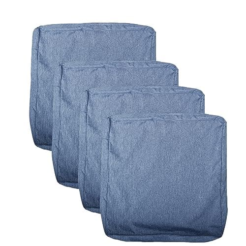youngseahome Patio Seat Cushion Covers,Washable Slip Covers Replacement,Waterproof Outdoor Furniture Chair Cushion Pillow Seat Cover for Couch,Garden,Sofa,Denim Blue,22"×22"×4"(4 Covers Only)