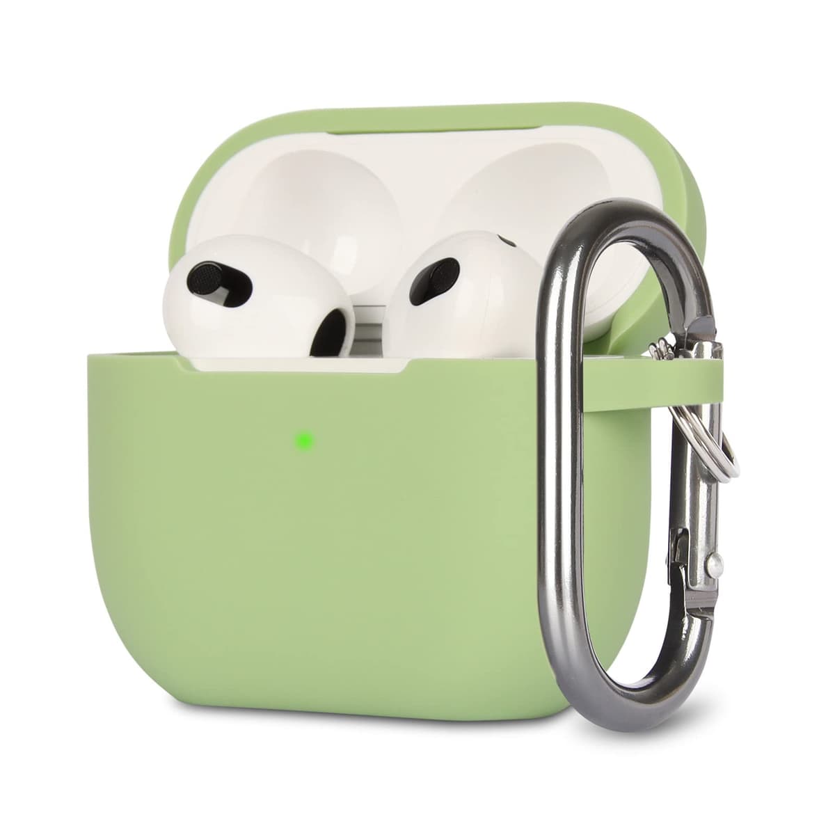 Funda de Silicona Compatible con AirPods 3, Anti-rasguños, Anti-Polvo, LED Frontal Visible, Funda Premium Silicona para AirPods 3.ª Generación (2021) con Mosquetón, Coral Orange — view 16