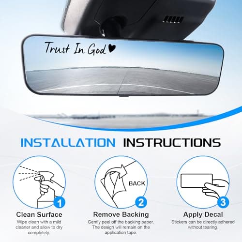JUSTTOP 4PCS Car Decals,Decorative Rearview Mirror Sticker,Trust in God Car Stickers,Auto Stickers and Decals,Cute Car Decor for Women,Car Accessories,Fits Most Vehicles,Direct-Stick(Black) — view 4
