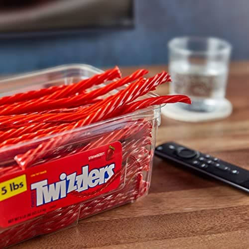 TWIZZLERS Twists Strawberry Flavored Licorice Style, Chewy Holiday Candy Tub, 5 lb — view 5