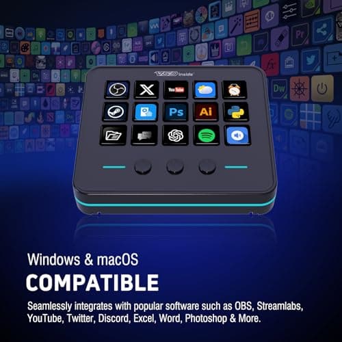 VSDINSIDE Macro Keypad, Stream Controller Deck Gaming Streaming Shortcut Keyboard, 18 Programmable Keys Customizable Visual AI Pad USB Soundboard for OBS, YouTube, Desk Office Setup, Laptop, PC, Mac — view 6