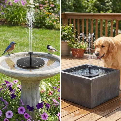Solar Fountain for Bird Bath, 13cm Floating Solar Bird Bath Fountain Small Sprinkler Outdoor Decor Mini Birdbath Water Pump for Outside Garden Fish Tank Backyard Pool and Patio Decoration — view 5