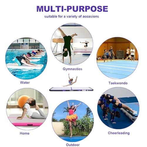 FBSPORT Inflatable Gymnastics Air Tumbling Track Mat Purple Black Length 13ft Thickness 4 inches, Air Tumble Track Mat with Electric Air Pump for Home Use Training Cheerleading Yoga Water Gym Park — view 3