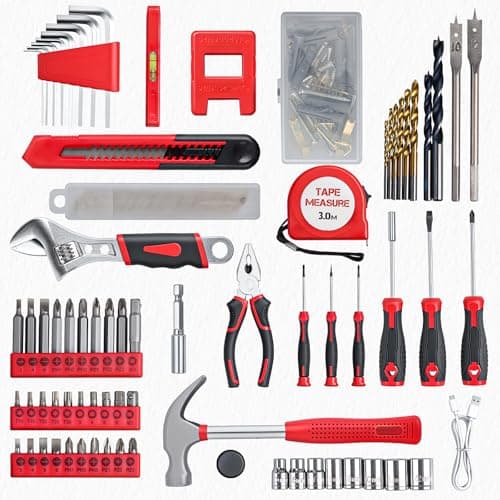 Tool Set - 8V Cordless Drill Set, 132 Piece Home Tool Set With Hand Drill, Tool Kit for Women & Men, Perfect for Homeowner, Diyer, Handyman — view 4