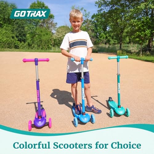 Gotrax KS1 Kids Kick Scooter, LED Lighted Wheels and 3 Adjustable Height Handlebars, Lean-to-Steer & Widen Anti-Slip Deck, 3 Wheel Scooter for Boys & Girls Ages 2-8 and up to 100 Lbs (Blue) — view 5