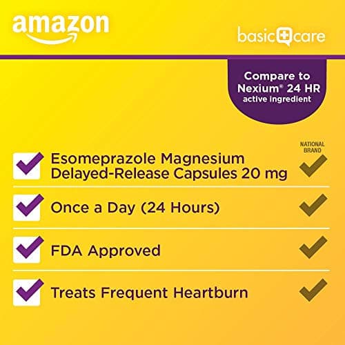 Amazon Basic Care Esomeprazole Magnesium Delayed Release Capsules, 20 mg, Acid Reducer, 42 Count — view 2