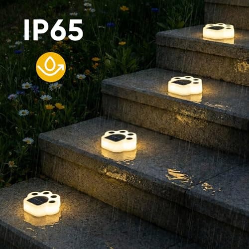 Solar Paw Print Lights 4 Pack, Outdoor Waterproof Solar Garden Lights, Lawn Patio Pathway Decorative Lights, Pet Dog Lovers Gifts for Women Mom Mother's Day — view 2