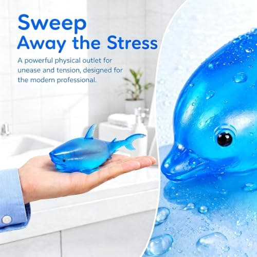 2 Pack Blue Shark & Dolphin Squishy Stress Balls, Collectible Figurines — view 3