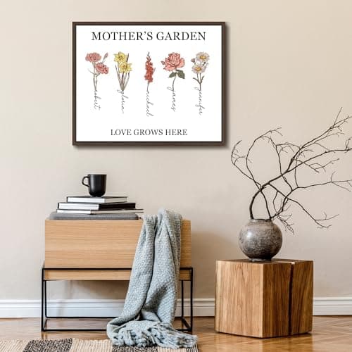 PARONA Personalized Mothers Day Gifts for Mom Custom Birth Month Flower Canvas Wall Art Customized Mothers Day Birthday Gifts for Mom Grandma Wife — view 4