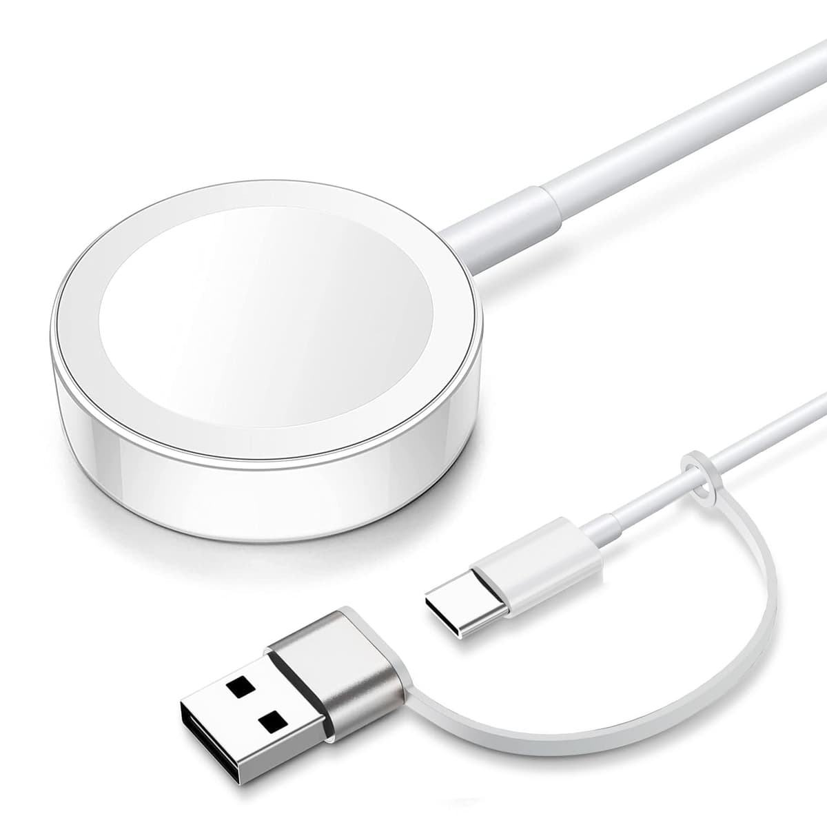 2026 Upgraded for Apple Watch Fast Charger Portable Cable, iWatch Charging Cord with USB-C to USB-A Adapter 2 in 1, Compatible with Apple Watch Ultra/SE/Series 11/10/9/8/7/6/5/4/3/2, 3.3ft White