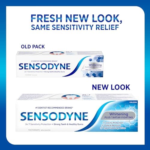 Sensodyne Whitening & Tartar toothpaste, Strengthens Protects and Whitens Sensitive Teeth, 135 mL (Packaging May Vary) — view 2