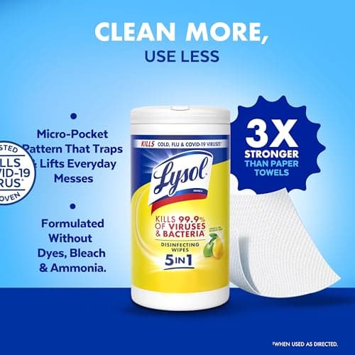 LYSOL Disinfecting Wipes, All Purpose Cleaner, Multi-Surface Antibacterial Cleaning Wipes, Household Cleaning Supplies, Dorm Essentials, Lemon & Lime Blossom Scent, 80 ct. (4 Pack) — view 5