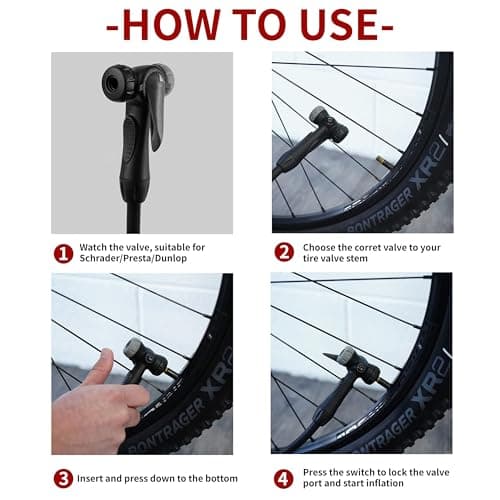 BV Bike Pump out of durable Steel - Bicycle pump 160 PSI high Pressure, Bike Tire Pump 17/24 inch Smart Valve Head, Schrader bike pump with gauge, Automatically Reversible Presta & Schrader, ball pump — view 4