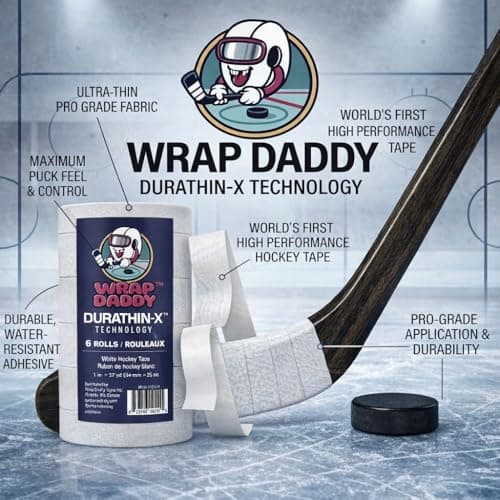 Hockey Tape 6 Pack – Ultra Thin Feel for Maximum Puck Control, Pro Grip Stick Tape that Outperforms Standard Tape, Durable Performance (White, 1") — view 4