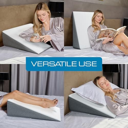 Kӧlbs Bed Wedge Pillow with Memory Foam Top Chic Jacquard Grey and White Cover (7.5" Height) — view 5