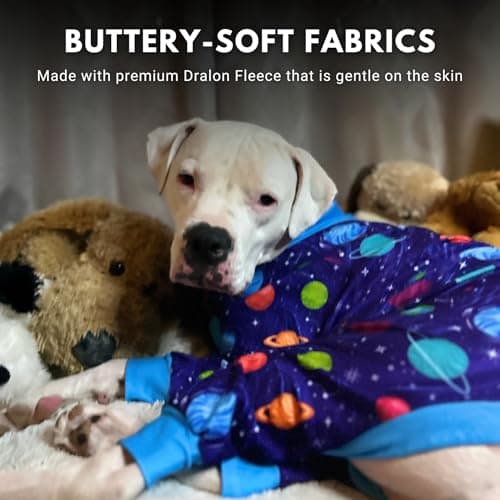Spark Paws Dog Pajama, Dog Recovery Suit Male, Onesie, Ultra-Soft and 4-Way Stretch, for Small Medium and Large Breeds - Planets - 3XL — view 4