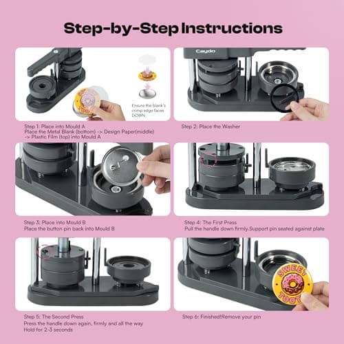 Caydo 2.25in(58mm) Button Maker Machine, Pin Maker Machine for Anime Fans DIY Badge Making Press Kit, Create Fan Pins for Conventions, Anime Meetups & Band Parties, Gifts for Young Adults — view 7
