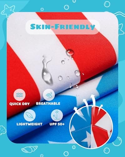maamgic Boys Swim Trunks with Compression Liner Toddler Stretch Swim Shorts Quick Dry Swimming Trunks Boxer Brief 2 in 1 Beach Shorts American Flag 2T — view 4