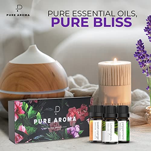 PURE AROMA Essential oils 100% Pure Therapeutic Grade Oils kit- Top 6 Aromatherapy Oils Gift Set-6 Pack, 10ML(Eucalyptus, Lavender, Lemon grass, Orange, Peppermint, Tea Tree) — view 2