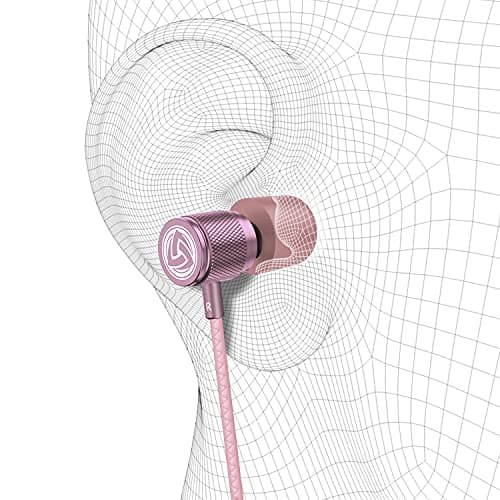 LUDOS Ultra Wired Earbuds in-Ear Headphones, 5 Years Warranty, Earphones with Microphone, Noise Isolating Ear Buds, Memory Foam for iPhone, Samsung, School Students, Kids, Women, Small Ears - Pink — view 7