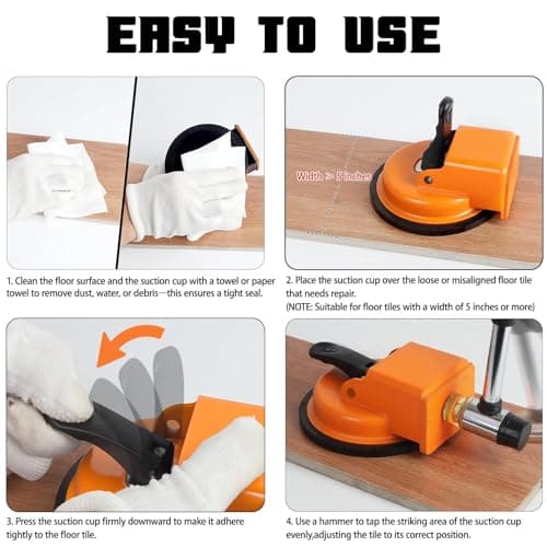 Heavy Duty Floor Gap Fixer Tool, Plank Grabber with Suction Cup, Anti-Scratch Flooring Gap Repair Tool for Laminate, Vinyl, Hardwood (Hammer Not Included) — view 3