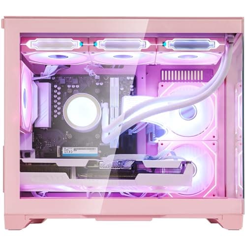 HELLOLAND Ocean Park Pink Gaming Desktop Computer with KB & Mouse, AMD Ryzen 7 9700X 8-Core 3.8 GHz, RTX 5070 12GB, 32GB DDR5, 1TB PCIe SSD, 850W PSU, Fusion 2.0 APP RGB Fan Control, Windows 11 — view 2