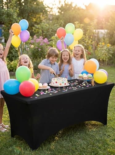 Utopia Kitchen Spandex Tablecloth 1 Pack [4FT, Black] Tight, Fitted, Washable and Wrinkle Resistant Stretch Rectangular Patio Table Cover for Event, Wedding, Banquet & Parties [48Lx30Wx30H Inch] — view 6